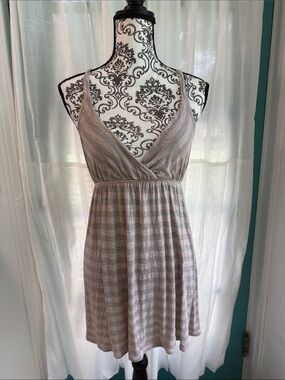 Everly Taupe and White Striped Mini Dress